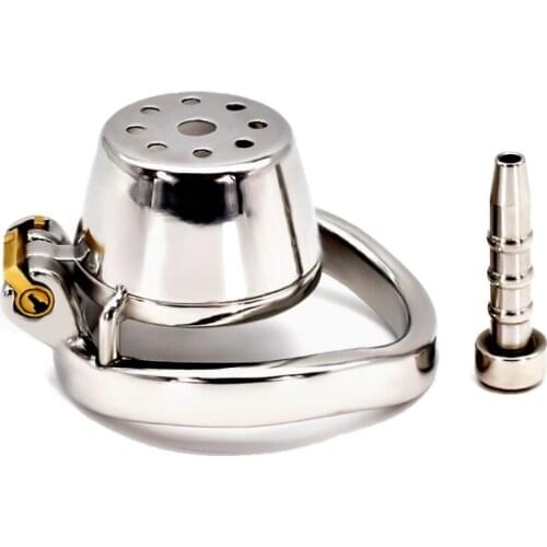 Stainless steel short small male Chastity cage urethral sound metal penis lock ring BDSM bondage restraint sex toy for man