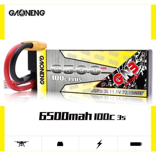 Gaoneng GNB 6500mAh 3S1P 11.1V 100C/200C Hardcase LiPo Battery T Connectors XT60 Plug for RC Car four drive off-road RC Boat