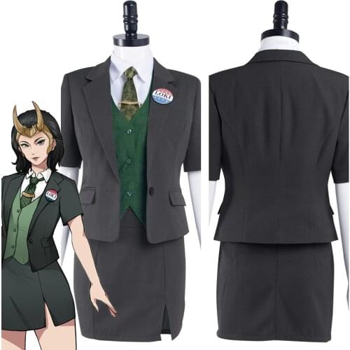 Loki Cosplay Costume Women Uniform Skirt Outfits Halloween Carnival Suit