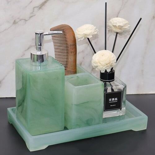 European Style Bathroom Supplies Marble Pattern Resin Lotion Bottle Storage Tray Household Bathroom Decoration Accessories