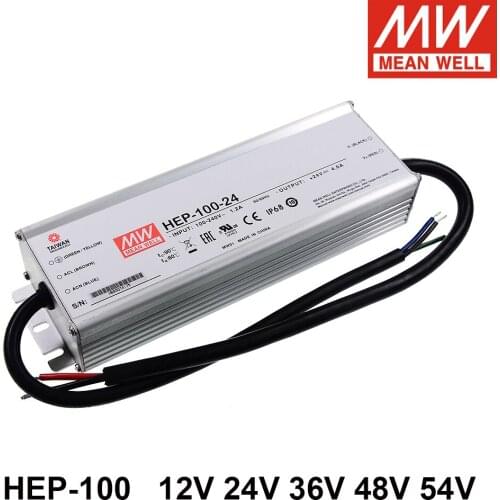 Mean Well HEP-100 Series for Harsh Environment IP65 Meanwell 12V 24V 36V 48V 54V 100W Single Output Power Supply PFC Function