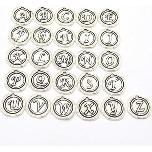 Fashion Alloy 26 Full Alphabet Charms A Through Z Inital Letter Pendants,26pcs/set, 18*18mm AAC334