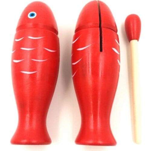 Wooden Fish Wooden Child Percussion Instrument Horn Simple Small Percussion Music Wooden Fish High Quality Red Wooden Fish Toy