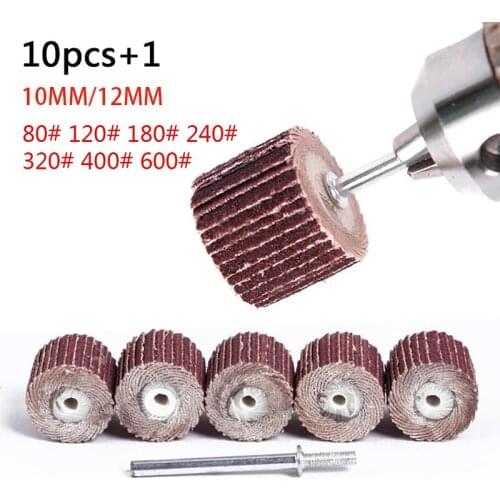 10PCS 10-12mm Dremel Accessories Set Grinding Wheel Head Sander Abrasive Tools Sandpaper Rust Removal Polishing Tools 80-600Grit
