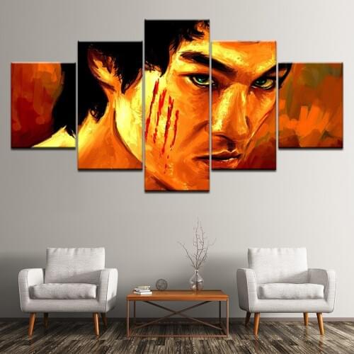 Canvas Painting Bruce Lee Framed 5 Pieces Wall Art Painting Modular Wallpapers Poster Print for living room Home Decor