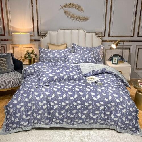 Flower World Four-piece Set AB Version Design Ice Silk Washing/Supple Silky Spring and Summer Quilt Cover Four-piece Set