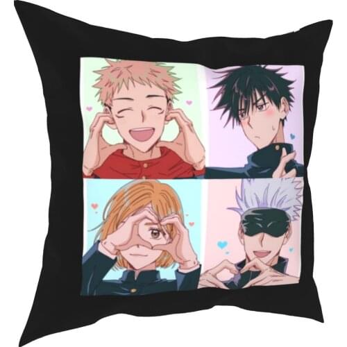 Jujutsu Kaisen Team Pillow Covers Home Gojo Yuji Megumi Nobara Anime Manga Cushion Cover Throw Pillow Case 40*40cm