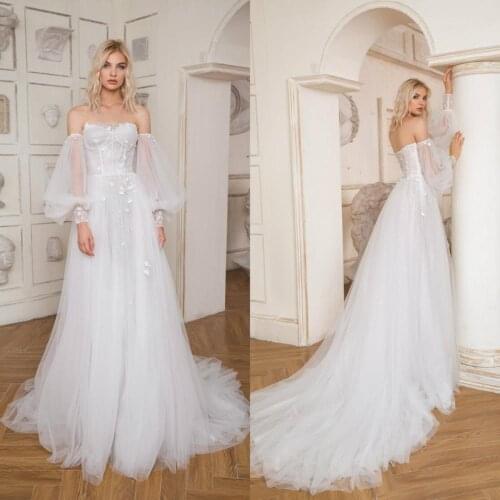 New Wedding Dresses Sexy Sweetheart Lace Long Sleeves A Line Bridal Gowns Custom Made Sexy Open Back Sweep Train Wedding Dress