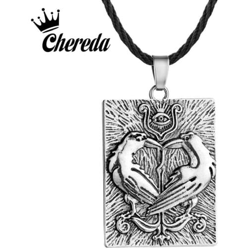 Chereda Valknut Norse Vikings Odins Symbol Necklace for Men Vintage Bird Ethnic Choker Huginn Munin Ravens Eye Pendant