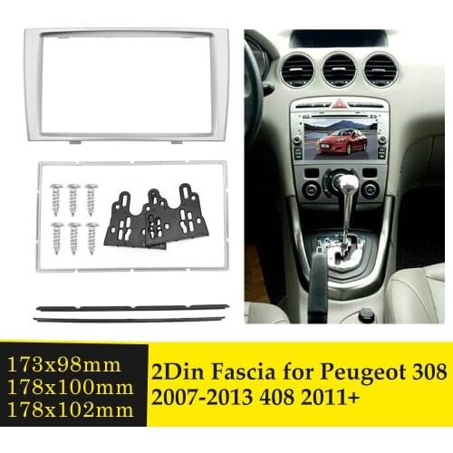 Double Din DVD Radio Fascia Frame for PEUGEOT 308 2007-2013 408 2011+ Car Stereo Facia Panel Plate Bezel Dash Fitting Trim Kits