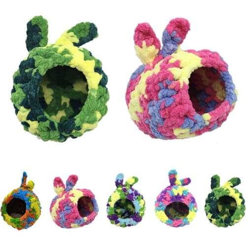 Colorful Wool Woven Small Animal Cage Mini Pet Hamster Hanging Hammock Soft Warm Winter Swing Bed Squirrel Chinchilla Nest House