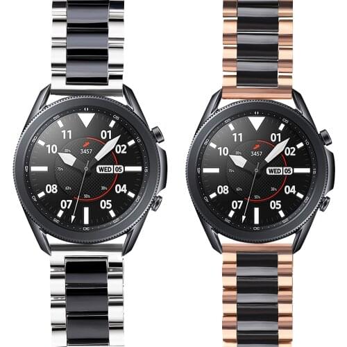 Metal +Ceramic strap Compatible with Samsung Galaxy Watch 3 46mm/Huawei watch GT2/Amazfit GTR 47mm Bracelet strap for 22mm band