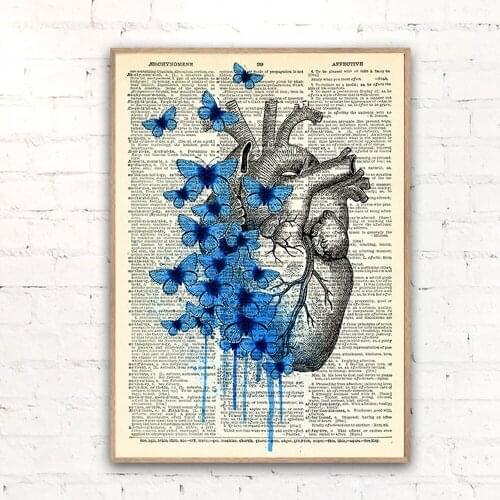 Heart Human Body Anatomy Butterfly Anatomy Heart Printing Doctor Gift Medical Poster Wall Art Canvas Painting Clinic Home Decor