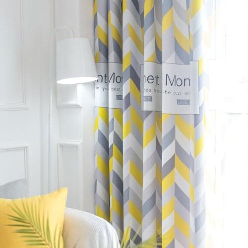 OLIVE new Nordic style luxury blackout curtains letter print curtain for living room bedroom Grommet Top window treatments