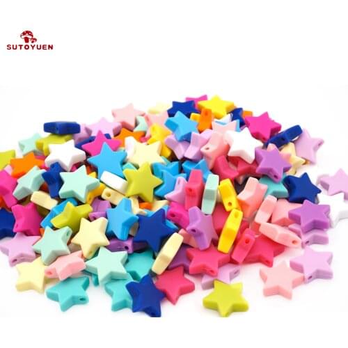Sutoyuen Silicone Beads Star 100pcs Baby Teething Beads Chewable Teethers Safe Toys For Pacifier Chain Jewelry Accessories 25mm