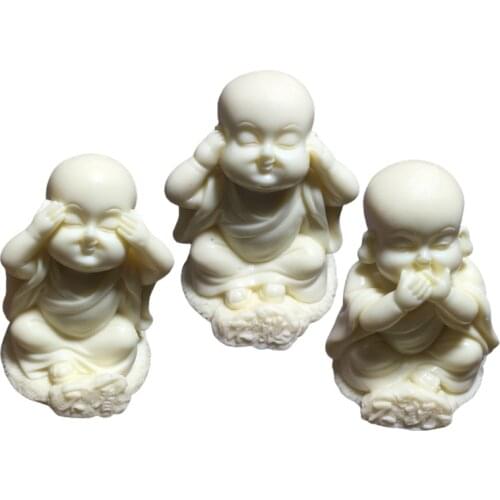 Cute Meditating Monks Figurines Statue Tea Pet Desktop Ornament 3 Baby Buddha Statues Crafts Zen Sculpture Home Décor Landscape