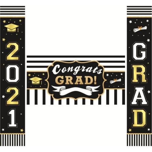 Graduation Decorations Party Supplies 3 PCS Home Door Hanging Banner Class of 2021 Congrats Grad Banner & Couplets LBShipping
