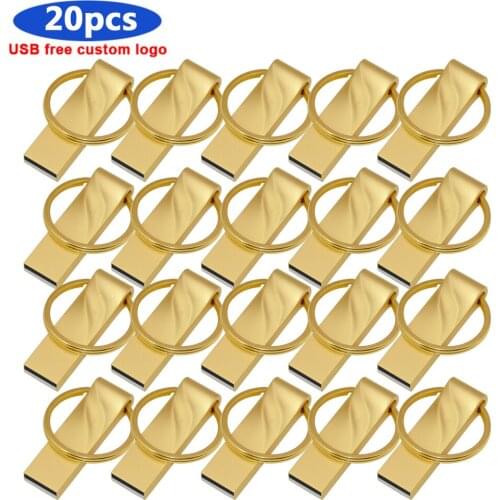 Bulk 20pcs free Custom logo usb flash drives Waterproof 64GB 32GB 16GB 8GB pen drive waterproof metal usb 2.0 stick High speed