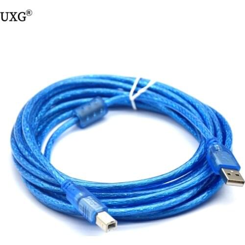 High Speed Transparent Blue USB 2.0 Printer Cable Type A Male to Type B Male Dual Shielding for 0.3m, 1.5m, 3m ,5m