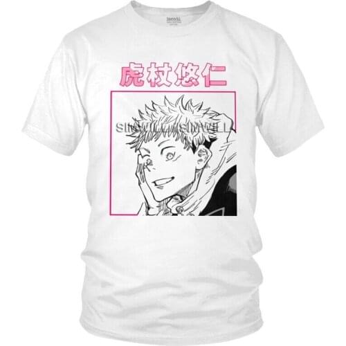 Jujutsu Kaisen Yuji Idatori T Shirt Mens Cotton Printed Fashion T-shirts Funny Tshirt Short Sleeve Japanese Anime Manga Tee Top