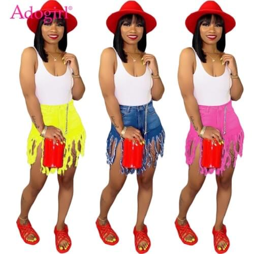 Adogirl Plus Size S-3XL Jeans Shorts Solid Color Fringed Sanded Denim Shorts Women Summer Casual Straight Fashion Trousers