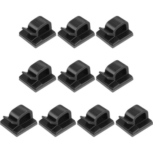 10 Pcs Glue Self-adhesive Wire Clip Fixer Holder Cable Holder Square Plastic Mount Clamp Network Office TV Coax Cable
