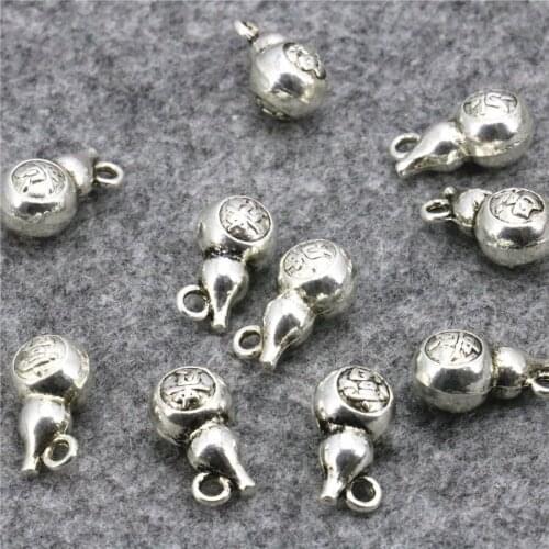 10PCS Copper Gourd-Shape Lucky DIY Loose Finding Beads Accessories Crafts Alloy Jewelry Making Design 8x15mm Women Girls Gifts