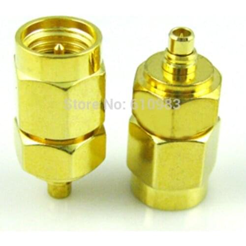 100 pieces/lot) SMA male plug to MMCX plug male RF connector adapter straight goldplated