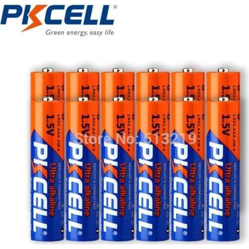 12Pcs*PKCELL Alkaline Single Use Battery LR03 AAA 1.5V Batteries With 3 Battery hold case box For MP3,Walkman,Toys