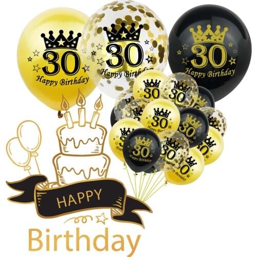 15pcs birthday balloon set 18 21 30 40 50 60th birthday sequin confetti transparent balloon set adult party birthday balloon