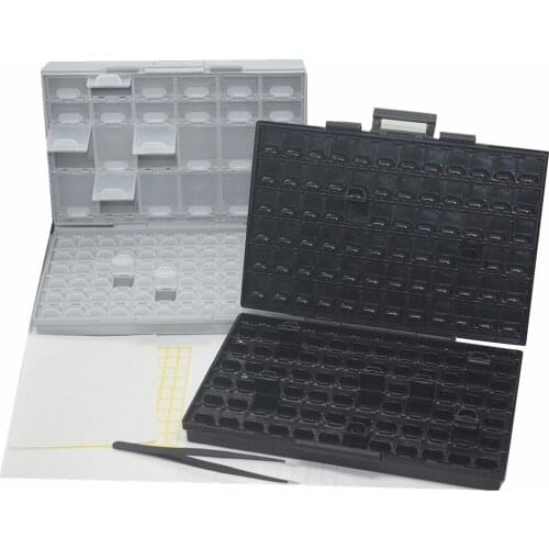 2pcs AideTek BOXALL96+BOXALL144AS Empty boxes enclosure SMD SMT parts compartments Lids Beads Craft Organizer