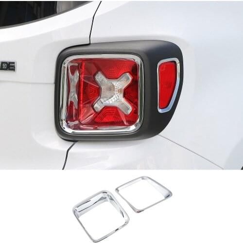 2PCS Rear L&R Tail Light Frame Cover Decor Trim for Jeep Renegade 2016-2018 Chrome