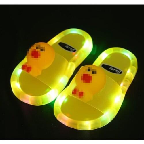 2021 Footwear Luminous Jelly Summer Childrens LED Slipper Girls Slippers PVC Non-slip Duck Beach Sandals Kids Home Yellow