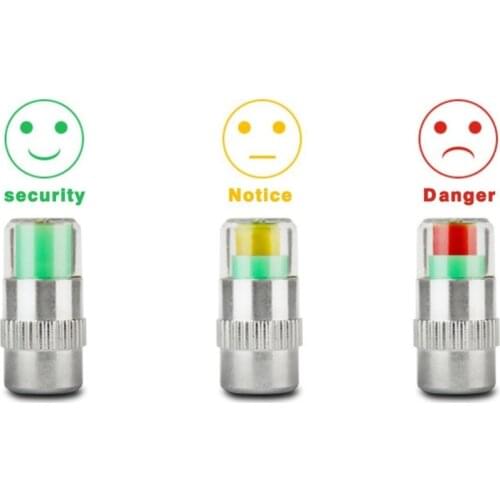 4Pcs 2.4Bar 36PSI Air Warning Alert Tire Valve Caps Pressure Sensor Monitor Light Cap Indicator for Cars Accessories
