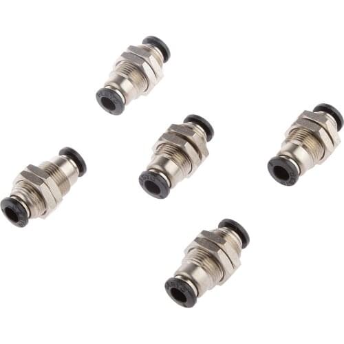5pcs Tube OD 6mm 1/4 Bulkhead Union Connector Thread Pneumatic Air Push Fittings Straight Adapter Joint