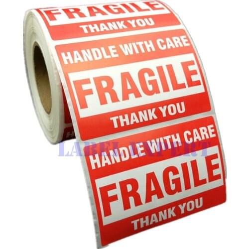 51mmx 76mm 1000Pcs/Roll Packing Warning Stikcer FRAGILE Handle With Care With THANK YOU Shipping Label Sticker 1 Roll