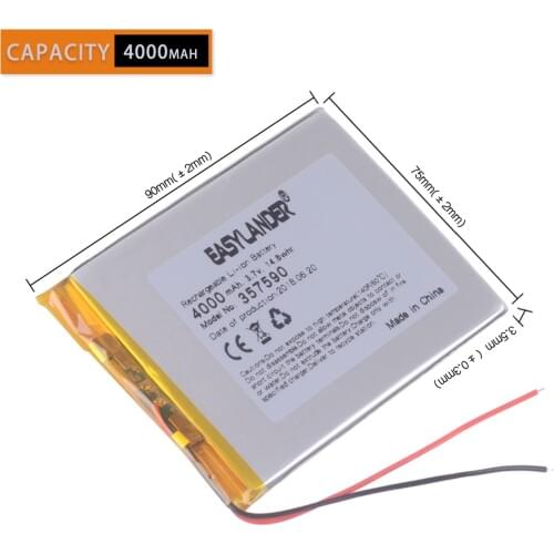 4000mah 7" 8" 9" tablet pc battery Lithium Polymer Li-Po li ion Rechargeable Batteries cells 357590 3.7v high capacity