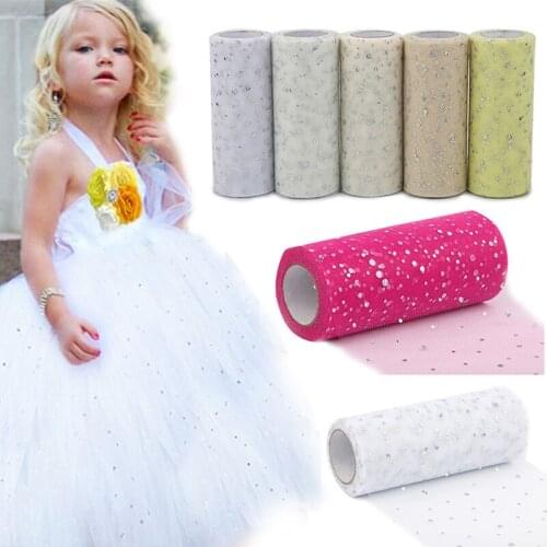 White Pink Glitter Sequin Tulle Roll 10Yards 15cm Spool Tutu Wedding Decoration Organza Laser DIY Craft Birthday Party Supplies