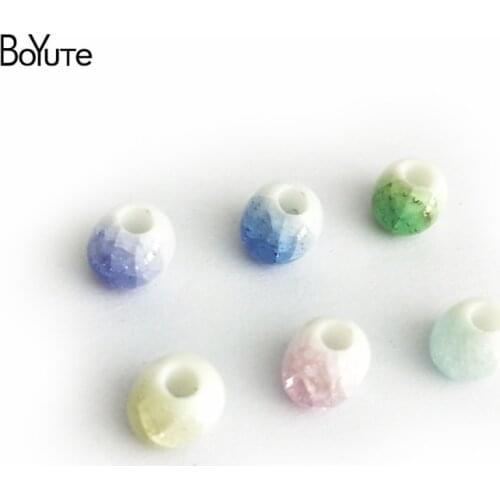 BoYuTe 50Pcs 6 Colors 6MM Handmade Ceramic Beads Wholesale Diy Porcelain Ceramic Jewelry Beads