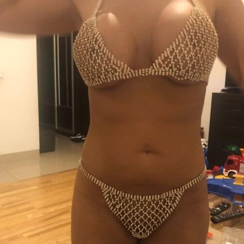 StoneFans Body Chains Sexy Bra and Thong for Women Party Set Rhinestone Charm Hollow Body Jewellery Special Gift for Her