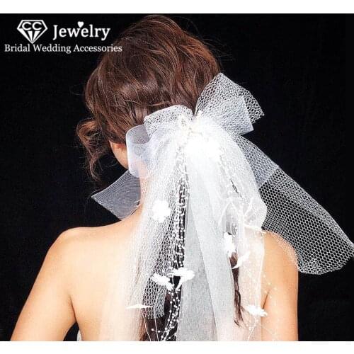 CC Women Veils Wedding Accessories Bridal Dress Engagement Jewelry Butterfly Shape Short Veil 100% Handmade With Comb Sale QS103