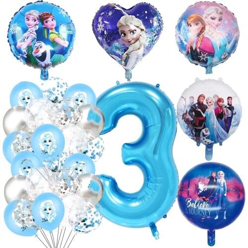 1-9Years Old Disney Frozen Theme Kids Barithday Party Decoration 30Pcs/Set Baby Shower Happy Birthday Balloons Party Supplies