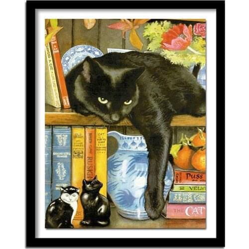 DIY 5D Diamond Animal Handicraft Diamond Embroidery Sale Book Cat Full Round Drill 40x50 Kit Decoration