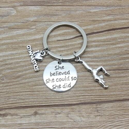 Friendship I Love Gymnastics Gymnast Keychain Gymnastic She Believed She Could So She Did Key Chains Key Ring Creative Gifts
