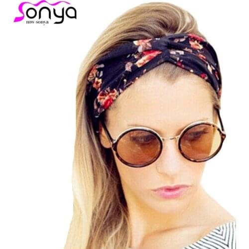 Stretch Women Turban Headband Twisted Elastic Headwrap Floral Wide Girls Hair Accessories HA161