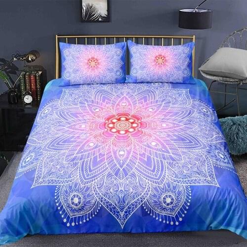 Fanaijia Bohemian Quilt Cover Mandala Duvet Cover and Pillowcase 3d Boho Bedding Sets Twin Full Queen Size