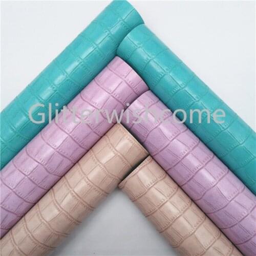 Glitterwishcome 21X29CM A4 Size Vinyl For Bows Crocodile Grain Embossed Leather, Synthetic Faux Leather Sheets for Bows, GM597B