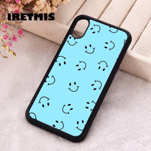 Iretmis 5 5S SE 2020 phone cover cases for iphone 6 6S 7 8 Plus X Xs XR 11 12 Mini Pro Max Silicone TPU BLUE SMILEYS