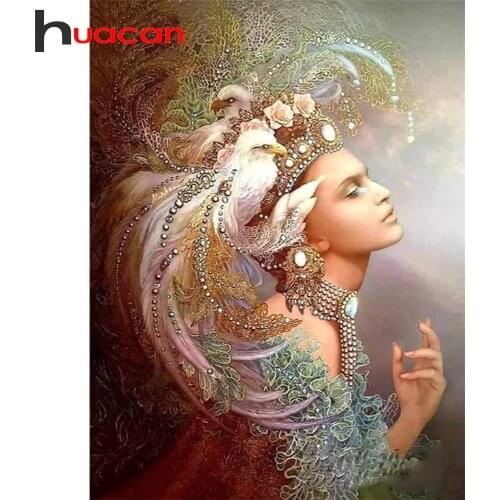 Huacan 5d Diamond Painting Full Drill Square Woman Art Kits Diamond Embroidery Sale Portrait Mosaic Home Decoration