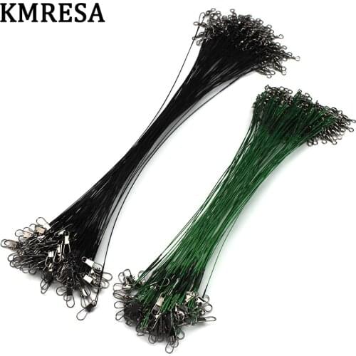 KMRESA 10pcs / lot Fishing Wire Line Leash Lure Fishing Hook Line Spur Wire Leader Swivel Lock Spinner Shark Spinning Rolling